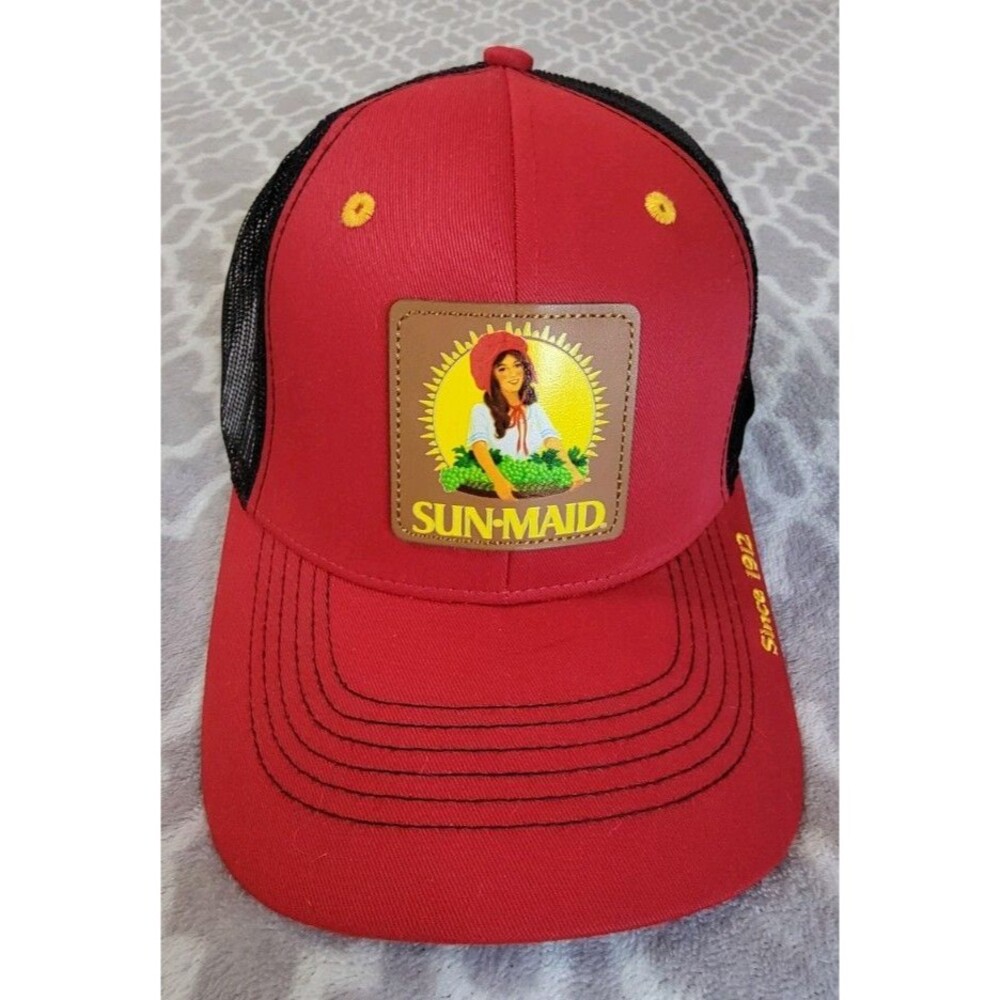 Sun-Maid California Golden Raisins Trucker Hat Snapback Cap Red And Black New
